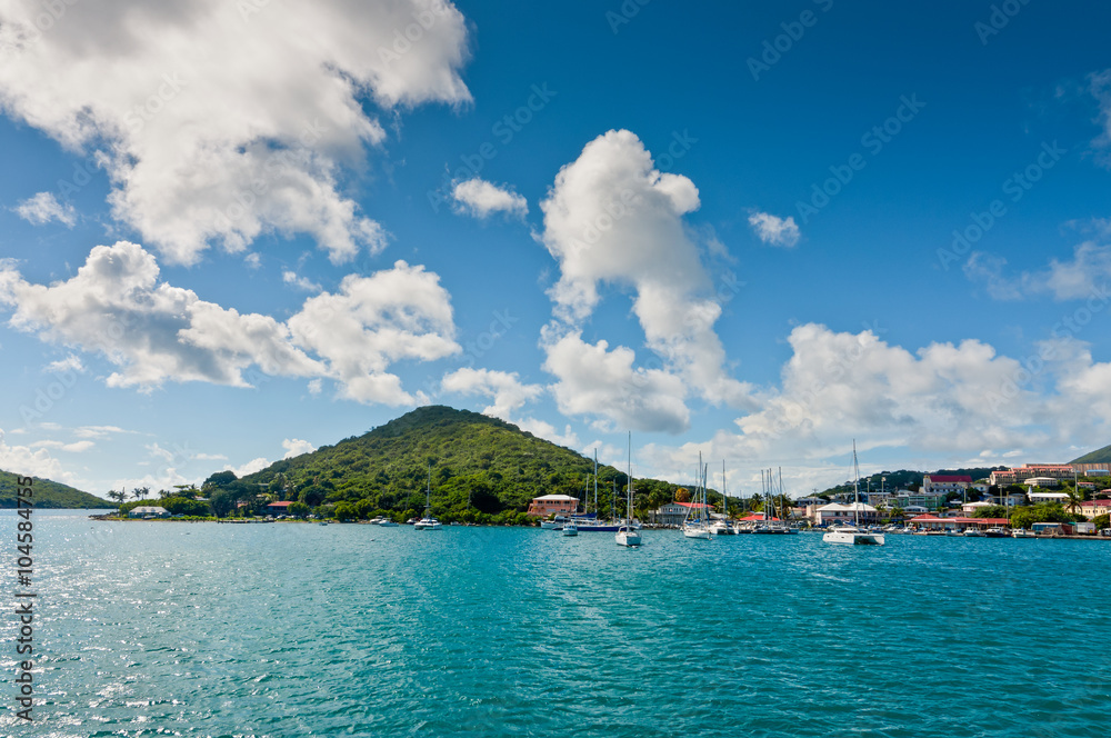 Boats in the bay at the cruise port in Charlotte Amalie