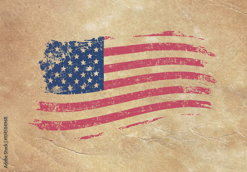 American flag on an old piece of paper 