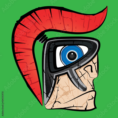 cartoon spartan warrior profile design vector photo