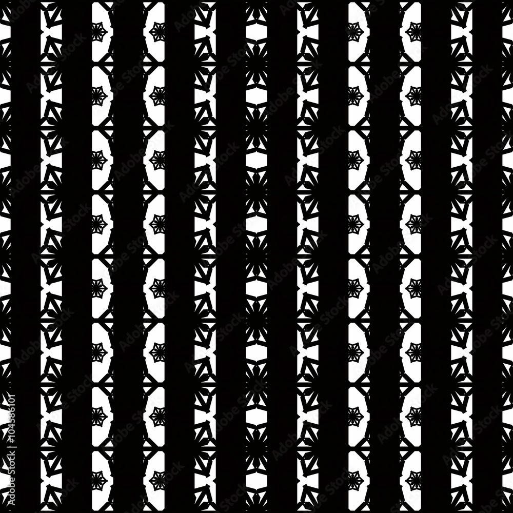Seamless abstract pattern with white lines ornament stylish texture on black background
