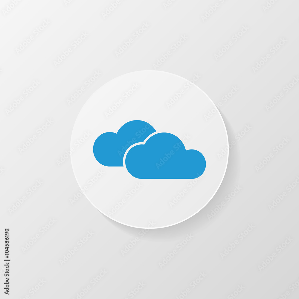 Vector icon - blue cloud in a white circle Vector icon - blue cloud in a white circle