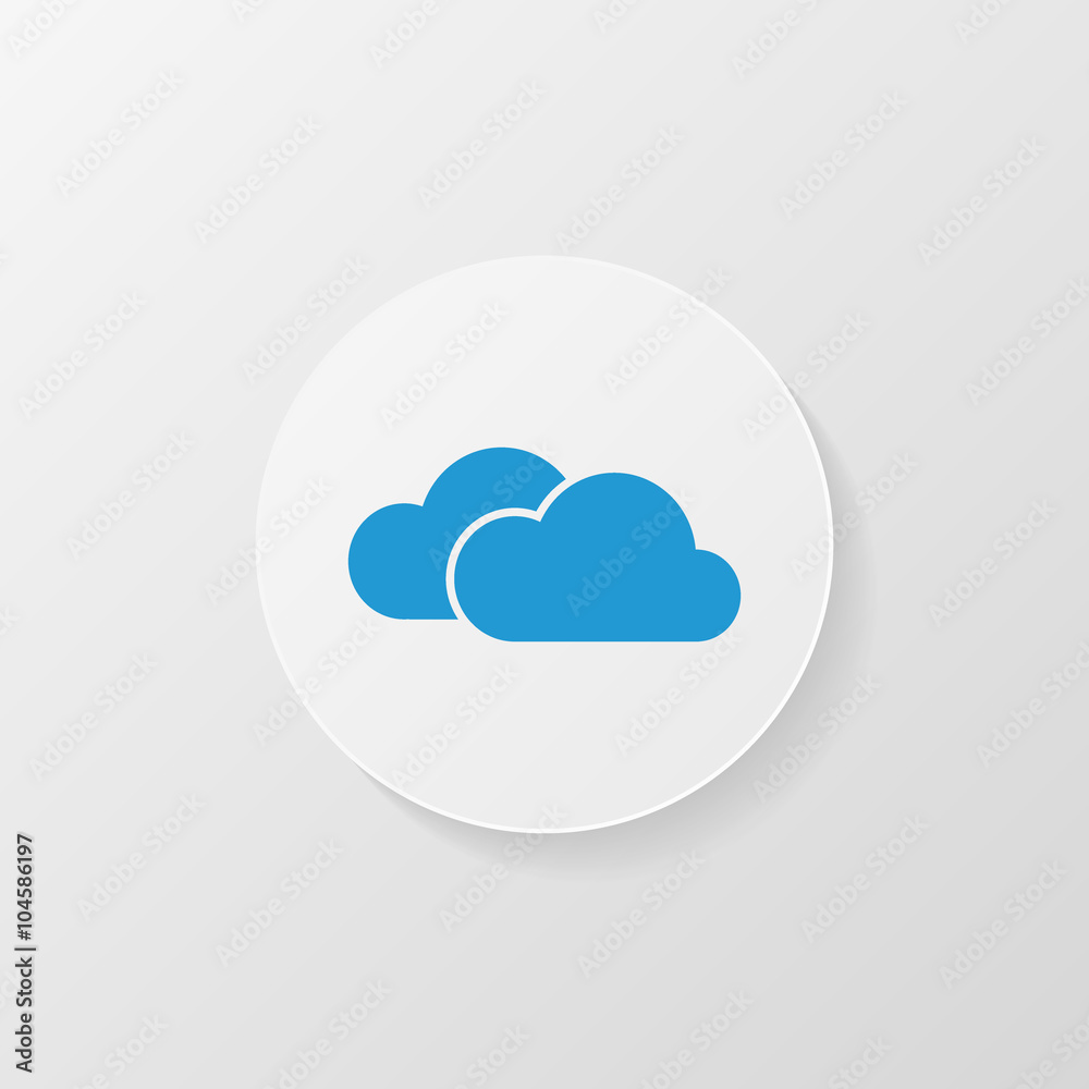 Vector icon - blue cloud in a white circle Vector icon - blue cloud in a white circle