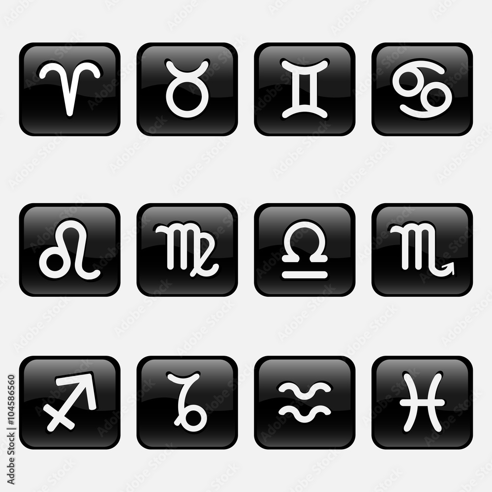 Black zodiacal buttons Black zodiacal buttons