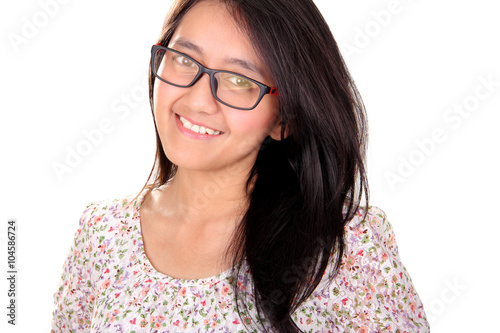Charming woman smiling face closeup