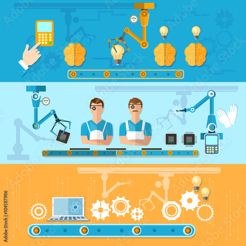 Assembly and production of computers vector banners