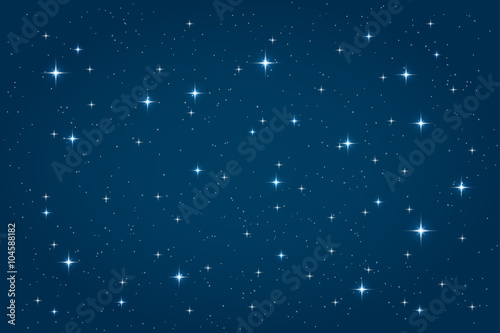 Fotografie, Obraz Blue night starry background. Vector horizontal design template