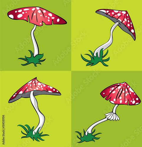 cartoon poisonous mushroom vector illustration