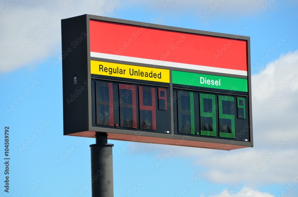 Gas price sign fuel station