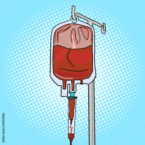 Blood transfusion system pop art style vector