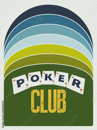 Poker club vintage style poster. Retro vector illustration.