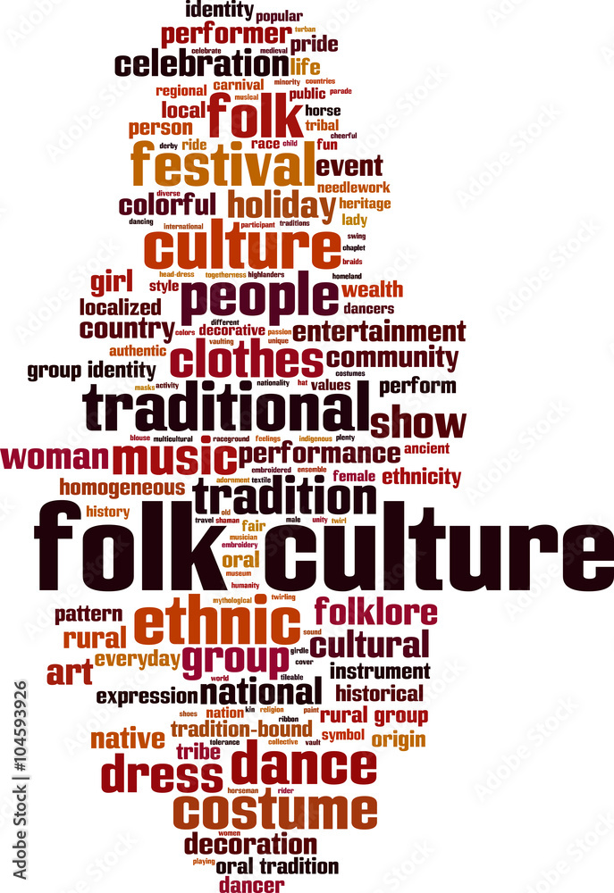 Folk culture word cloud concept. Vector illustration