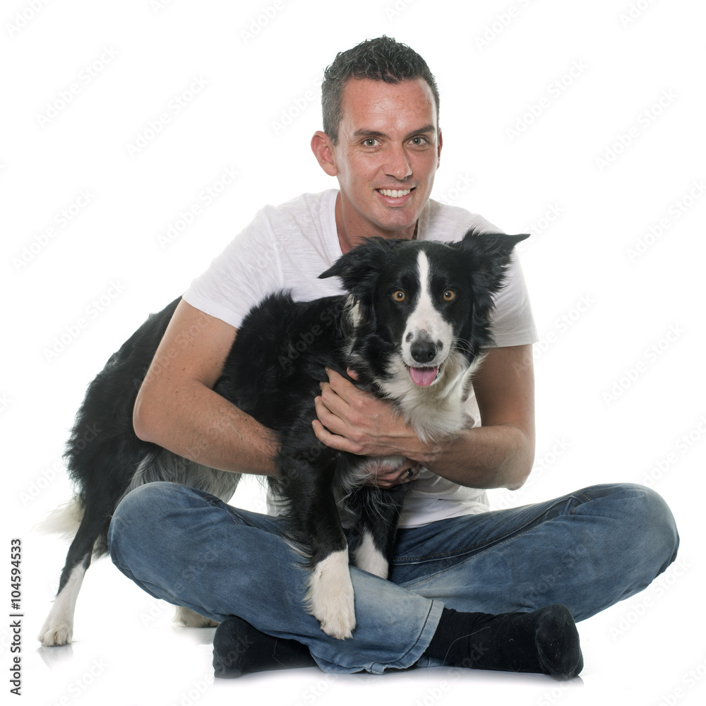 man and border collie man and border collie