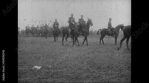 French and Belgium cavalry troops on parade in 1913. photo