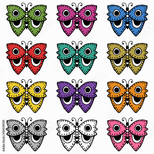 Wallpaper Mural Set of color butterfly Torontodigital.ca