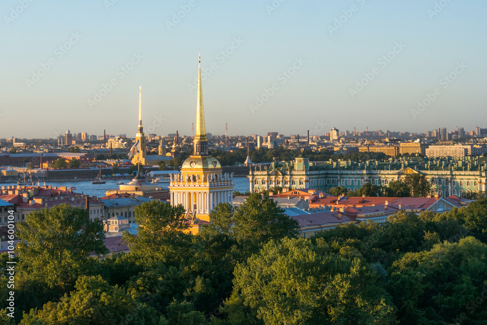 View from Saint Isaac's Cathedral Colonnade in St. Petersburg, Russia.