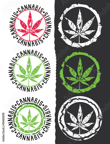 marijuana cannabis leaf symbol design stamps vector illustration
