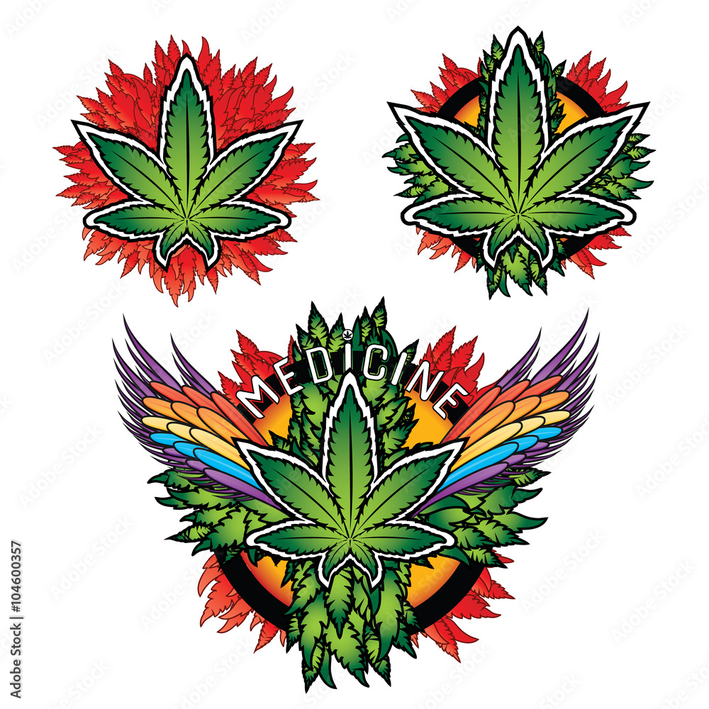 Obraz premium Marijuana design leaf with colored texture background