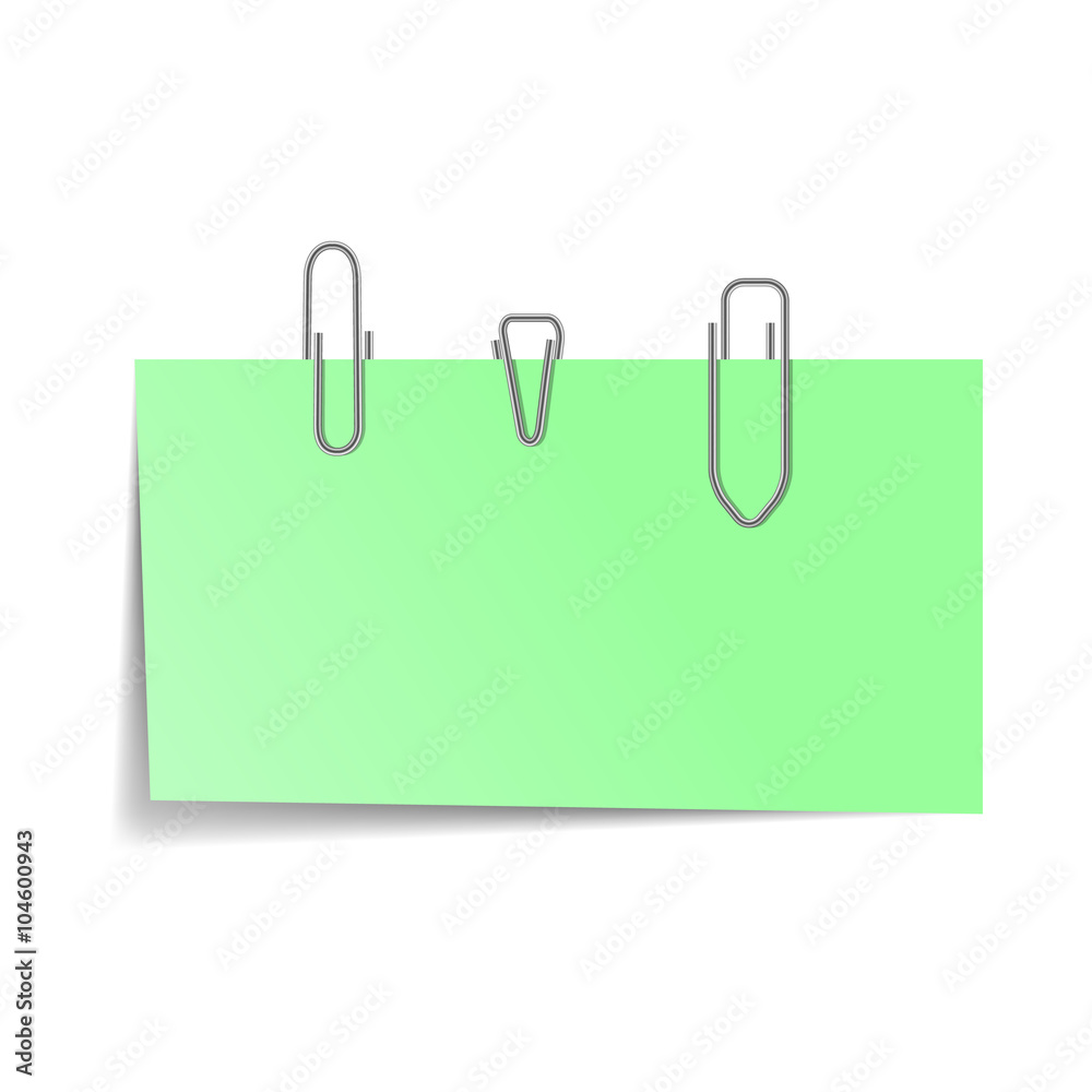 Note with a paper clip icon, realistic style Note with a paper clip icon, realistic style