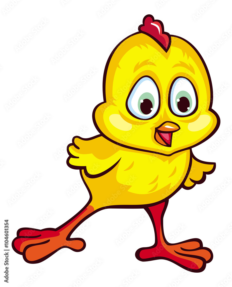 Funny yellow chicken on a white background. Vector clip art. Funny yellow chicken on a white background. Vector clip art.