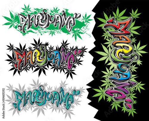 Marijuana street graffiti text vector