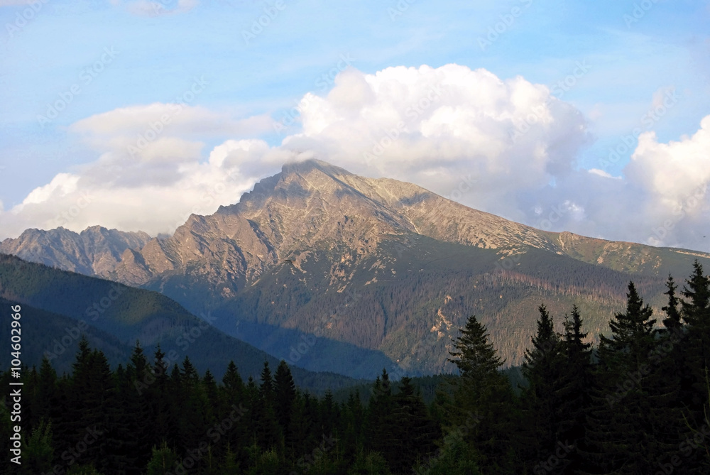 Krivane peak in High Tatras mountains from Podbanske resort