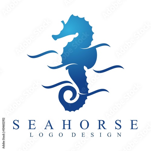 Seahorse Swim Logo Vector