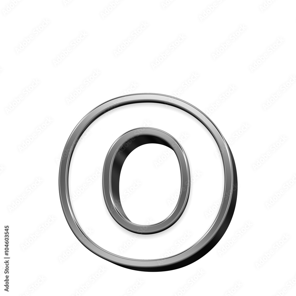 One lower case letter from white with silver shiny frame alphabet set, isolated on white. Computer generated 3D photo rendering. One lower case letter from white with silver shiny frame alphabet set, isolated on white. Computer generated 3D photo rendering.