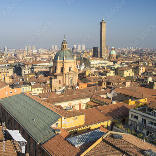 aerial view to old historical center of italian city