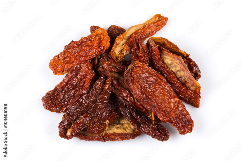 dried tomatoes on white background