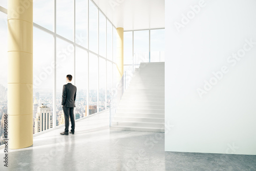 Business interior with person
