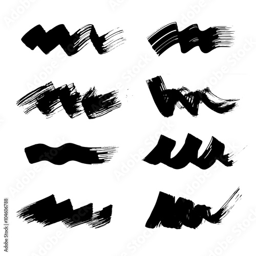 Wave free hand brush strokes, isolated vector elements
