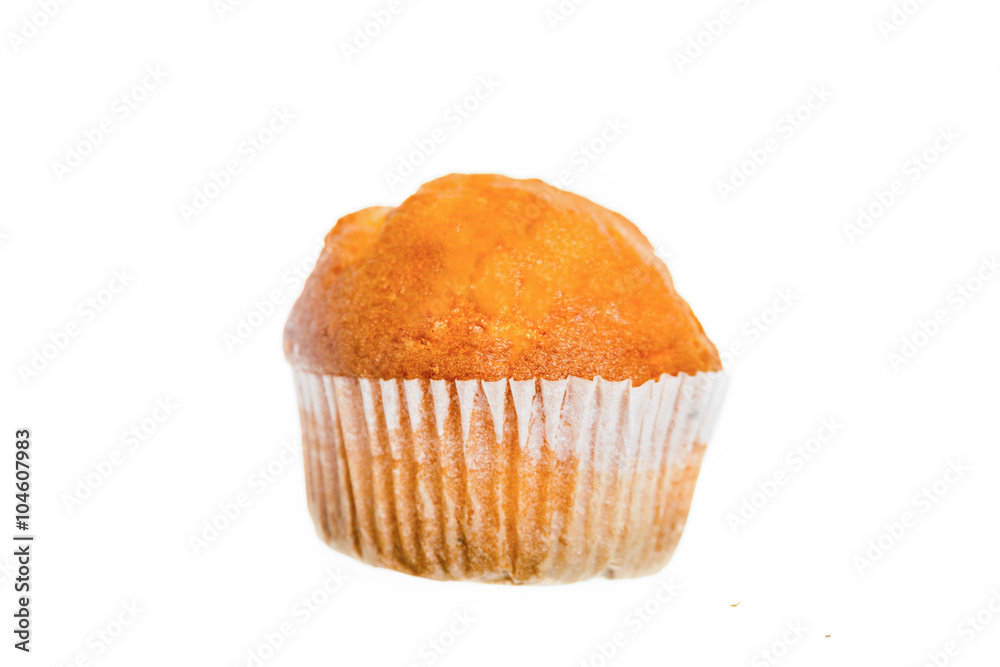 One Fresh Baked Double Chip Muffin Isolated on White One Fresh Baked Double Chip Muffin Isolated on White