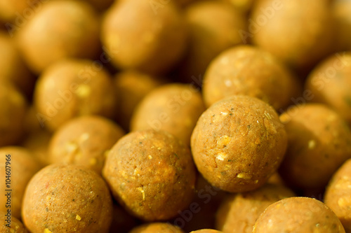 Boilies, fishing baits, close up, Selective focus and shallow Depth of field