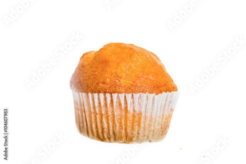 One Fresh Baked Double Chip Muffin Isolated on White
