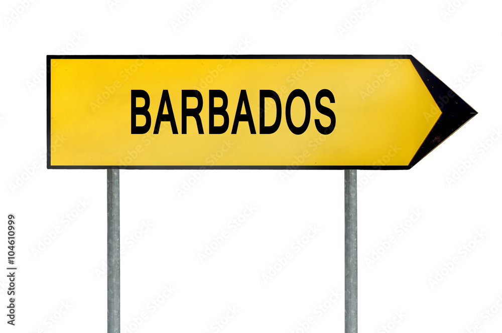 Yellow street concept sign Barbados isolated on white Yellow street concept sign Barbados isolated on white