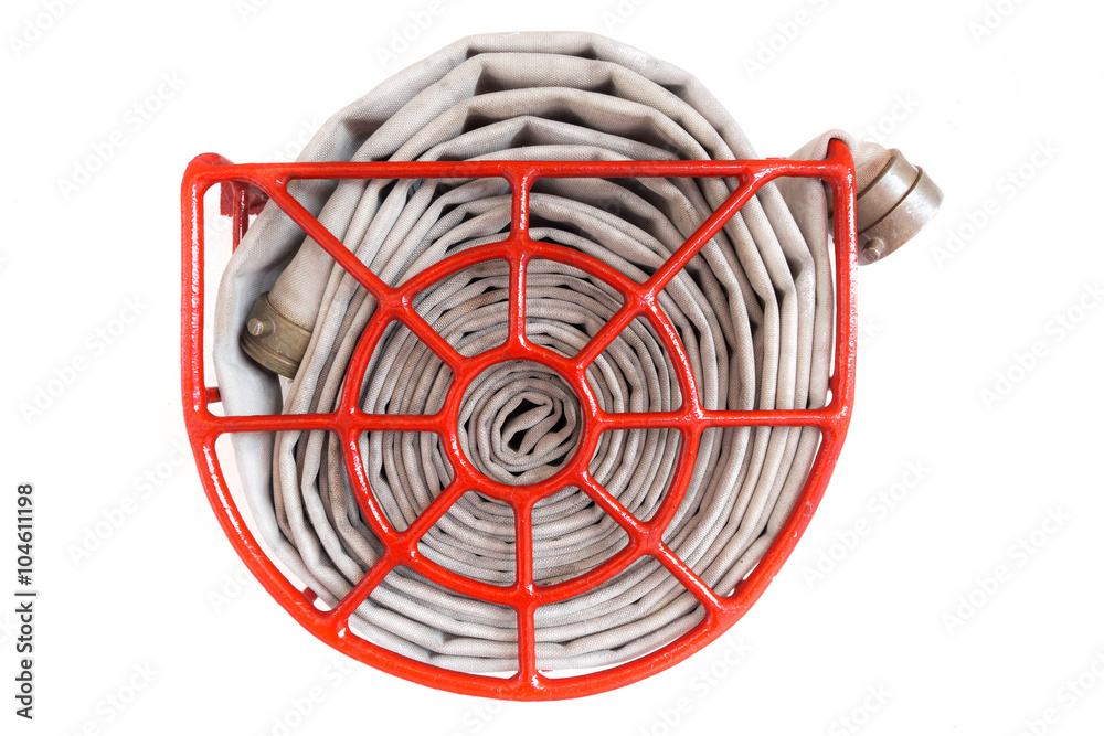 Firefighter hose hydrant, isolated white background Stock Photo | Adobe