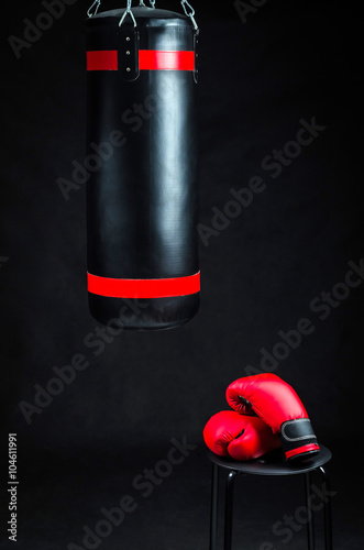Boxing set on black background