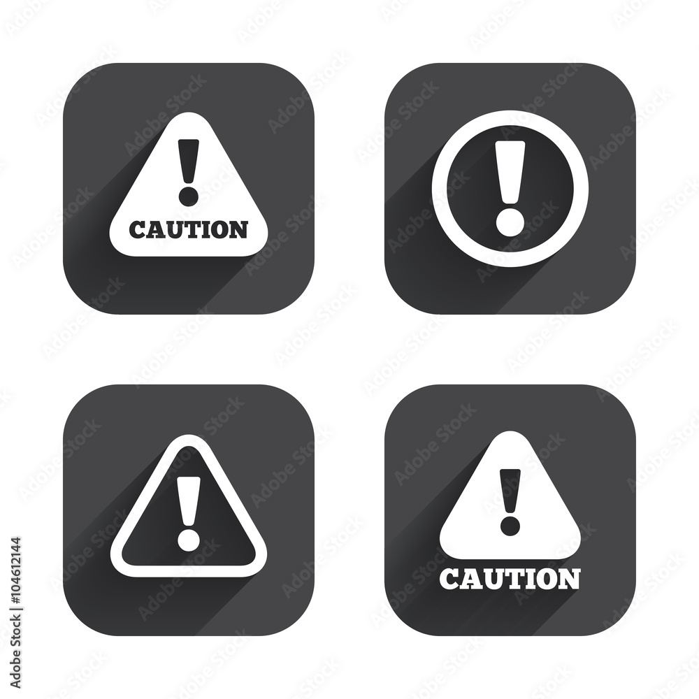Attention caution signs. Hazard warning icons. Attention caution signs. Hazard warning icons.