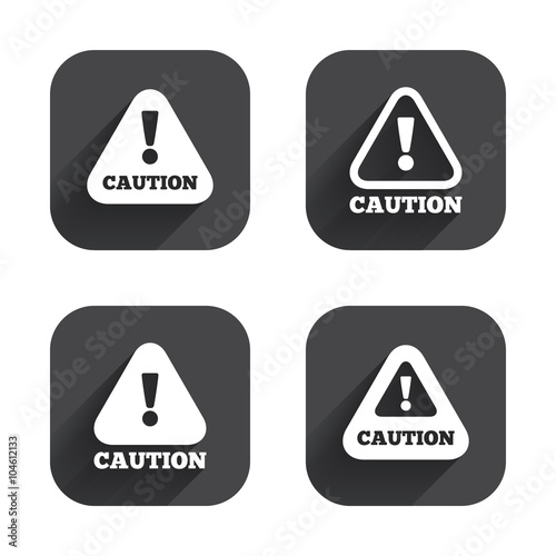 Attention caution signs. Hazard warning icons.