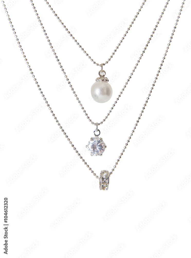 Silver necklace isolated on the white background Silver necklace isolated on the white background