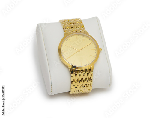 golden modern wrist watch isolated