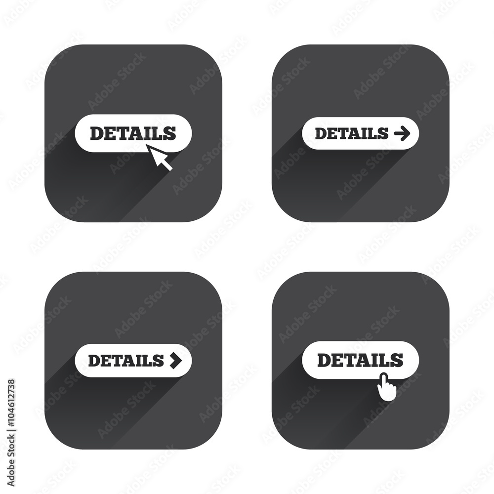 Details with arrow. More symbol and cursor. Details with arrow. More symbol and cursor.