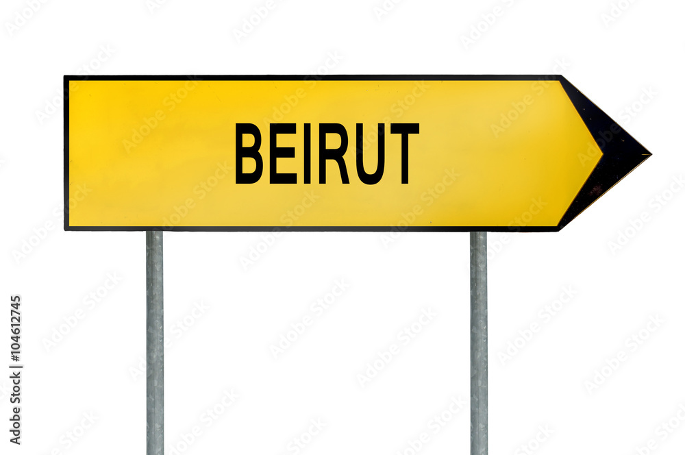 Yellow street concept sign Beirut isolated on white Yellow street concept sign Beirut isolated on white