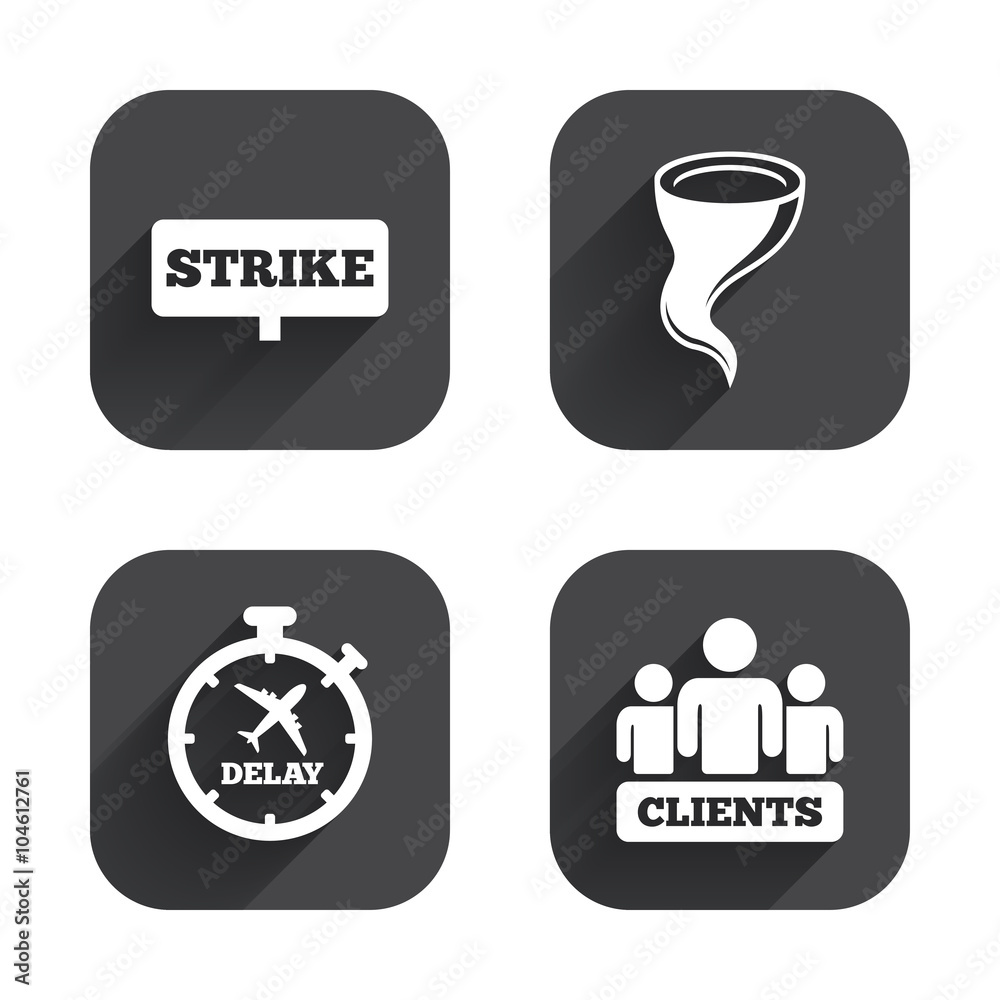 Strike icon. Storm weather and group of people. Strike icon. Storm weather and group of people.