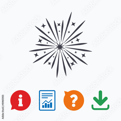 Fireworks sign icon. Explosive pyrotechnic show.