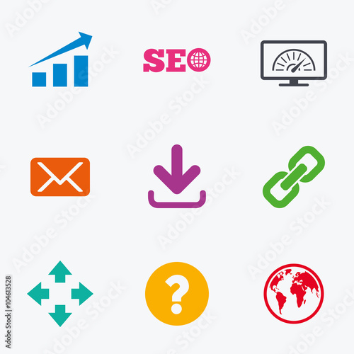 Internet, seo icons. Bandwidth speed sign.