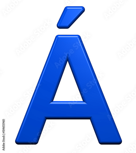 One letter from blue alphabet set, isolated on white. Computer generated 3D photo rendering.