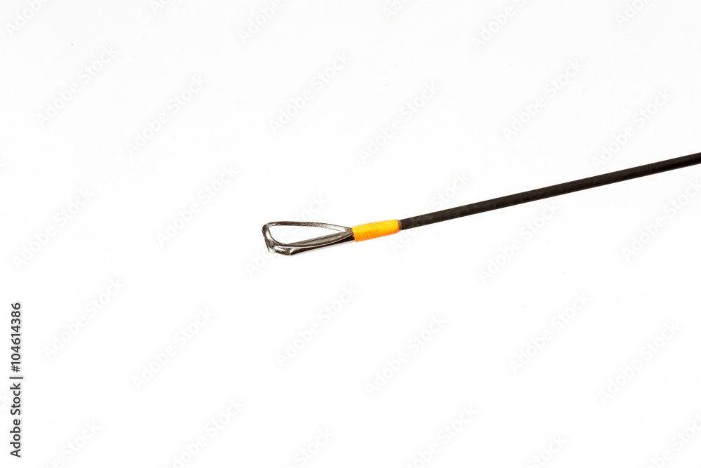 Fototapeta premium Fishing rod spinning titanium ring for line close-up.