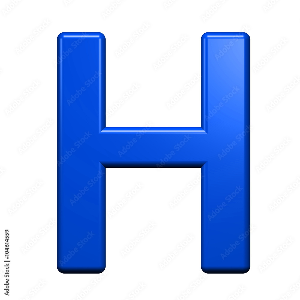 One letter from blue alphabet set, isolated on white. Computer generated 3D photo rendering. One letter from blue alphabet set, isolated on white. Computer generated 3D photo rendering.
