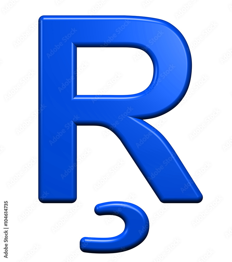 One letter from blue alphabet set, isolated on white. Computer generated 3D photo rendering. One letter from blue alphabet set, isolated on white. Computer generated 3D photo rendering.